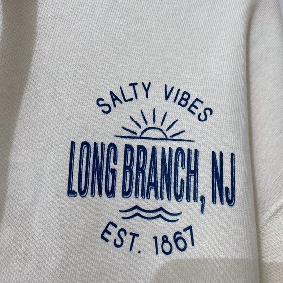 Vintage Havana Hoodie Lace up Back Crop Sweatshirt Cream Long Branch NJ - Picture 5 of 10